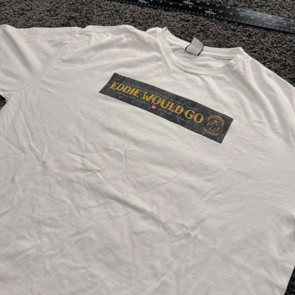 Surf Quiksilver Eddie Would Go T-Shirt Mens White Excellent Graphic Tee XL
